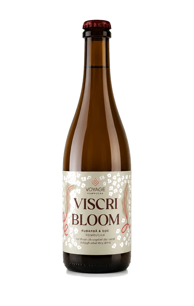 Viscri Bloom kombucha bottle with a cream label